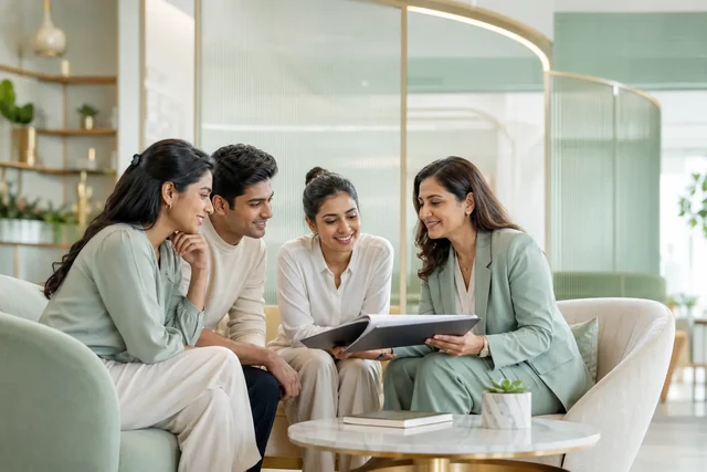 Indian professionals receiving career guidance from an HR advisor